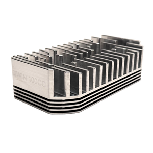 billet heat sink head with 'Twin 100CC' branding on a white background