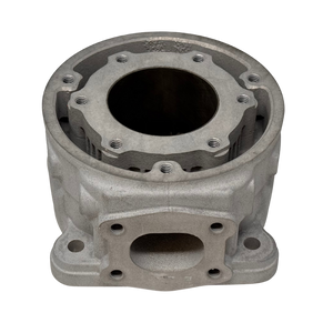 Metal engine cylinder block on a white background