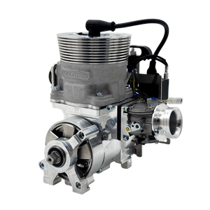 Engine block with various components on a white background