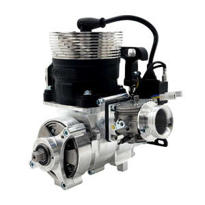 Engine block with components on a white background