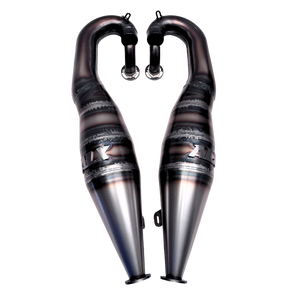 Pair of exhaust pipes on a white background