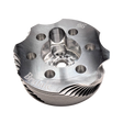 Metal engine cylinder head with 'Brutale' branding on a white background