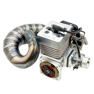 ALX Super 63 Malossi GSR46 GoPed engine kit showing raw silver billet cylinder head engraved Super 63