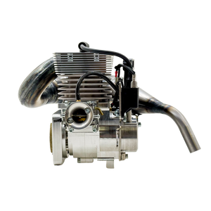 Close-up front view of ALX Super 63 Malossi GSR46 GoPed engine kit showing carburettor intake