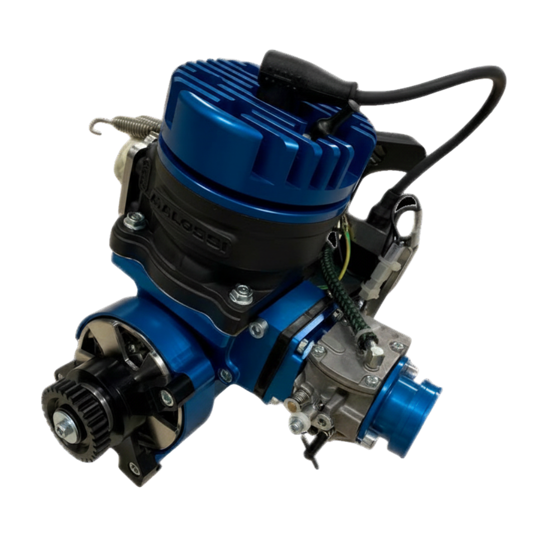 ALX Super 85 Malossi engine kit in blue anodised finish for Primal Dragster