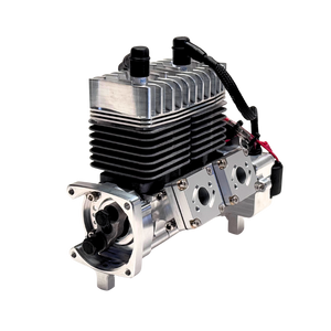 Metallic engine block on a white background