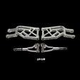 Set of metal suspension components on a black background