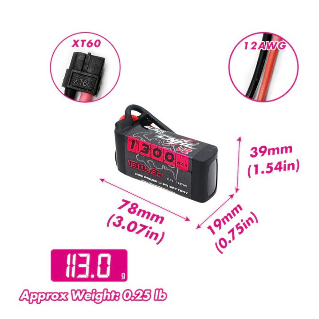 Battery pack with specifications and close-ups of connectors on a white background