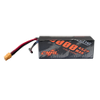 Black battery pack with red and yellow connectors on a white background