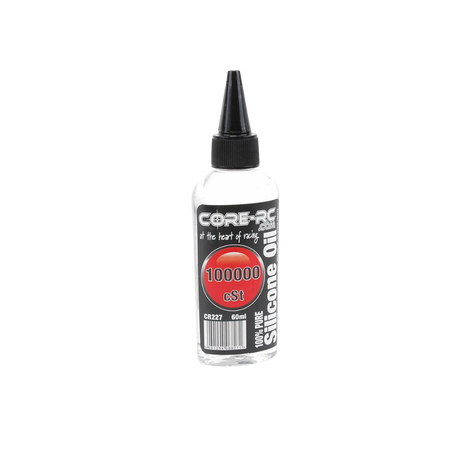 Bottle of Core RC silicone oil with a white background