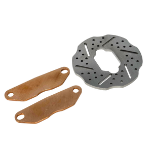 VEKTA brake rotor with two metal brackets on a white background