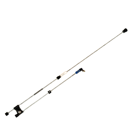 Two metal rods with connectors on a white background