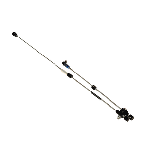 Two metal rods with connectors on a white background