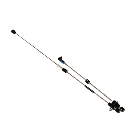 Two metal rods with connectors on a white background