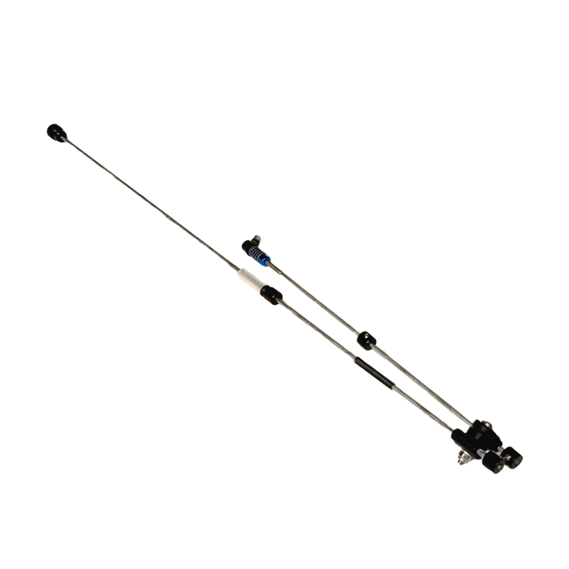 Two metal rods with connectors on a white background