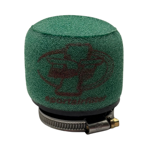 Green air filter with a brand logo on a white background