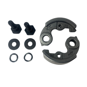 Set of 54mm clutch shoes including two large metal washers, two smaller metal washers, and two black bolts on a white background.