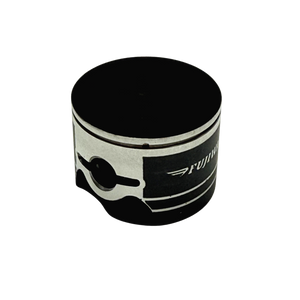 Black and silver piston on a white background