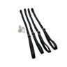 Set of black straps with silver clips on a white background