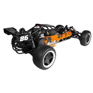Model of a remote control car with visible branding on a white background