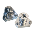 Two metal mechanical components on a white background