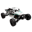 Model off-road vehicle with a white and green design on a white background