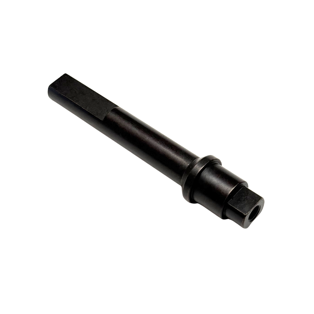 Black metal cylindrical tool on a white background
