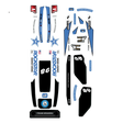 A set of blue, white, and black vinyl decals and stickers