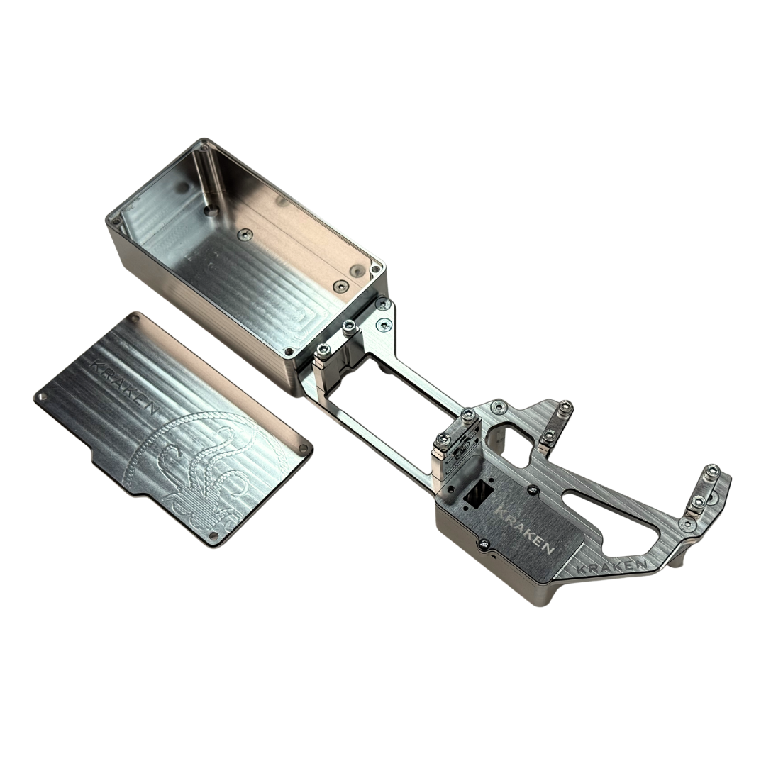 Metallic tool with 'Kraaken' branding on a white background