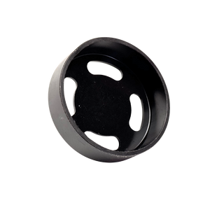 Black metal clutch bell on a white background