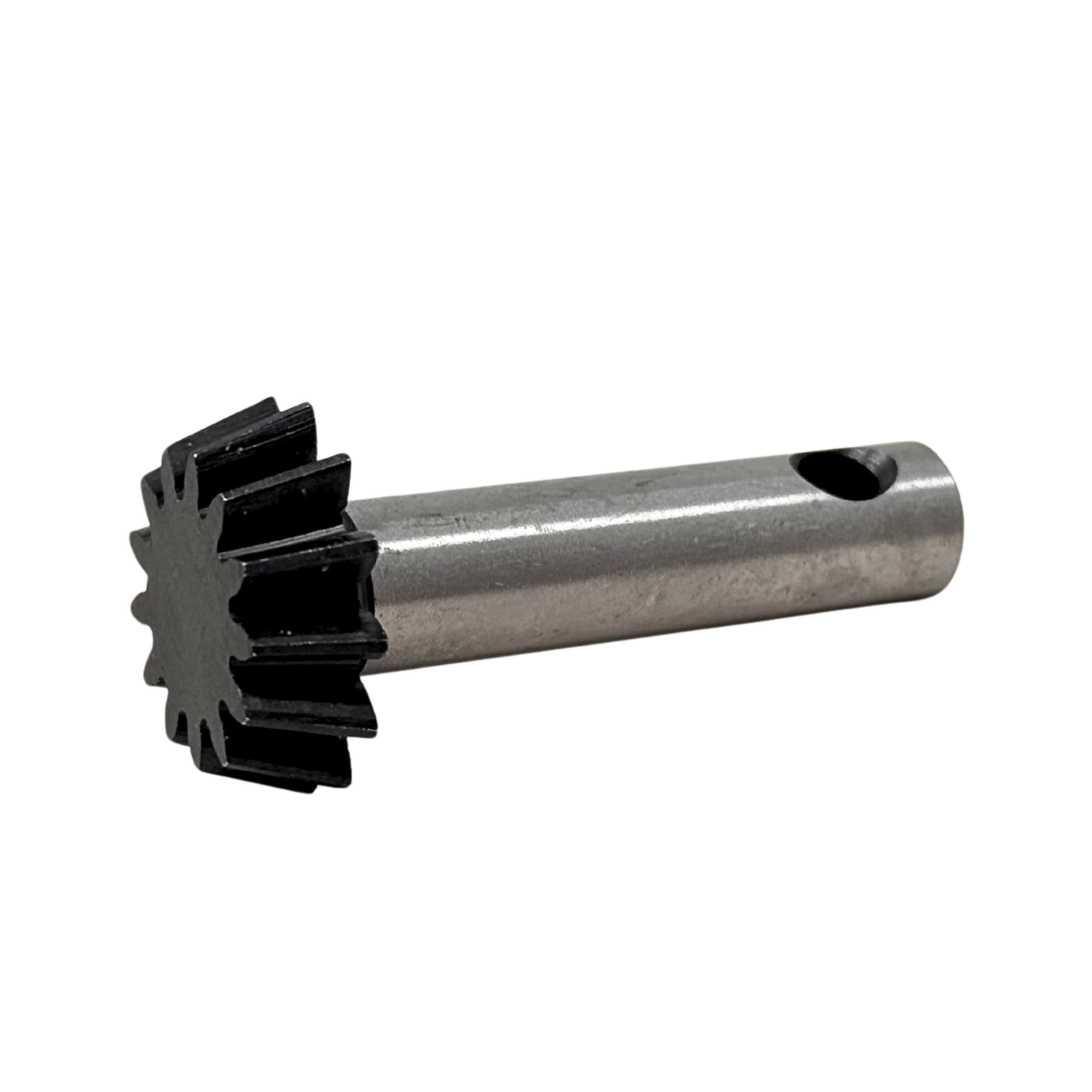 Metal gear with black teeth on a white background