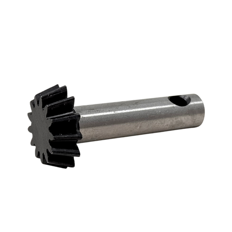 Metal gear with black teeth on a white background