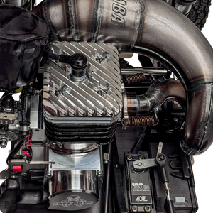 Close-up of a high-performance engine with visible branding