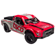 Red and gray off-road truck with visible branding on a white background