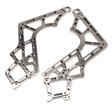 Two metallic chassis frames on a white background