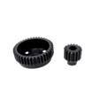 Two black metal gears on a white background