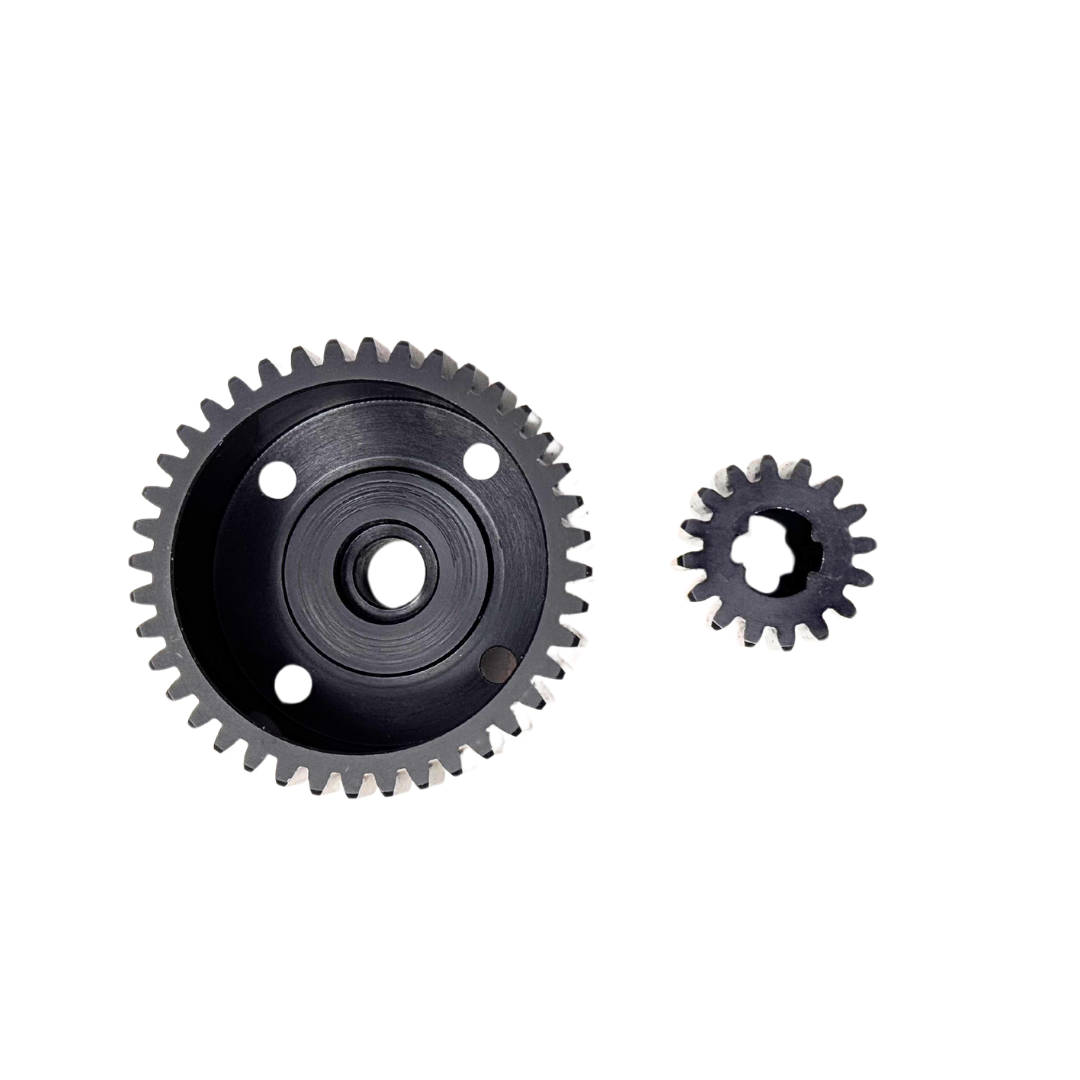 Two black gears on a white background