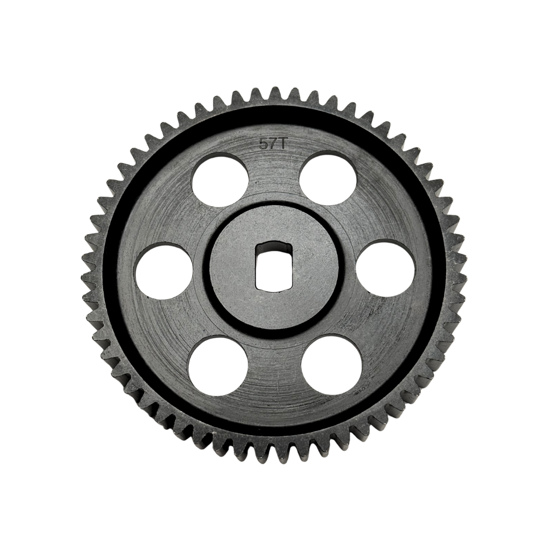 Metal gear with teeth on a white background