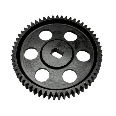 Black gear on a white background