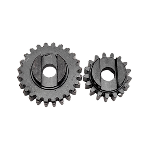 Two metal gears on a white background