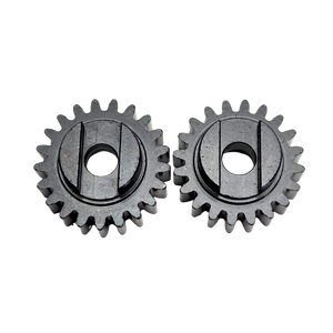 Two metal gears on a white background