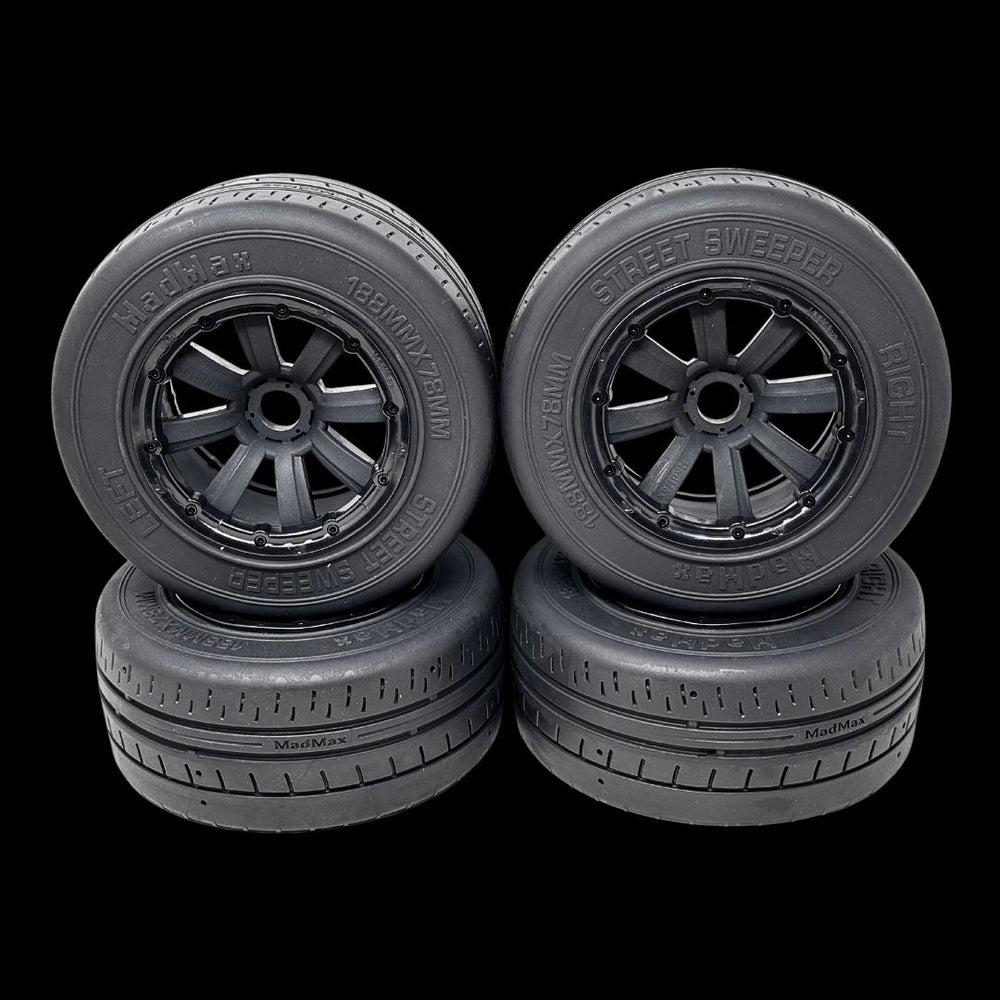 Mad Max 188x78mm Belted Wide Street Sweeper Tyre Wheel Set (4)