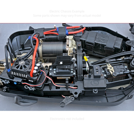 Close-up of a mechanical model with intricate components and wiring on a gray background.