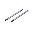 Two metal rods with threaded ends on a white background