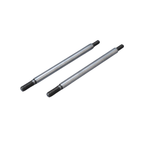 Two metal rods with threaded ends on a white background