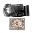 Clear plastic car model with a set of decals on a white background