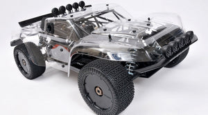 MCD W5 Competition 4WD Short Course truck with clear body from front