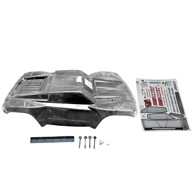 Car body kit with tools and instructions on a white background