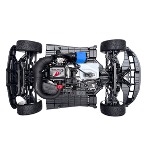 Top-down view of a mechanical model with visible components on a white background