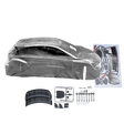 Car body kit with tools and decals on a white background